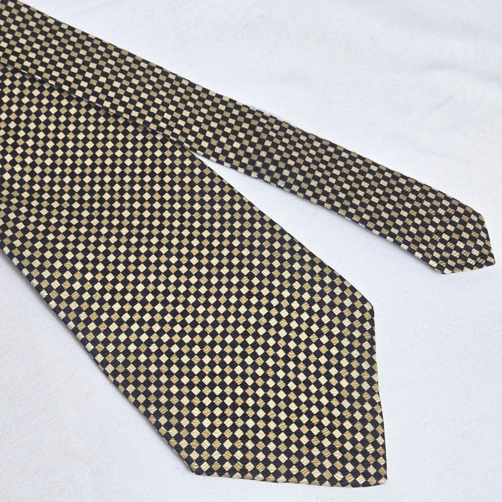 Savile Row 100% Silk Checkered Tie, Made in USA,‎ 8046, 56.5"